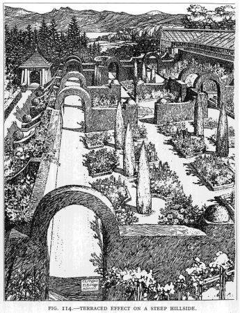 Formal garden designed by Charles Edward Mallows